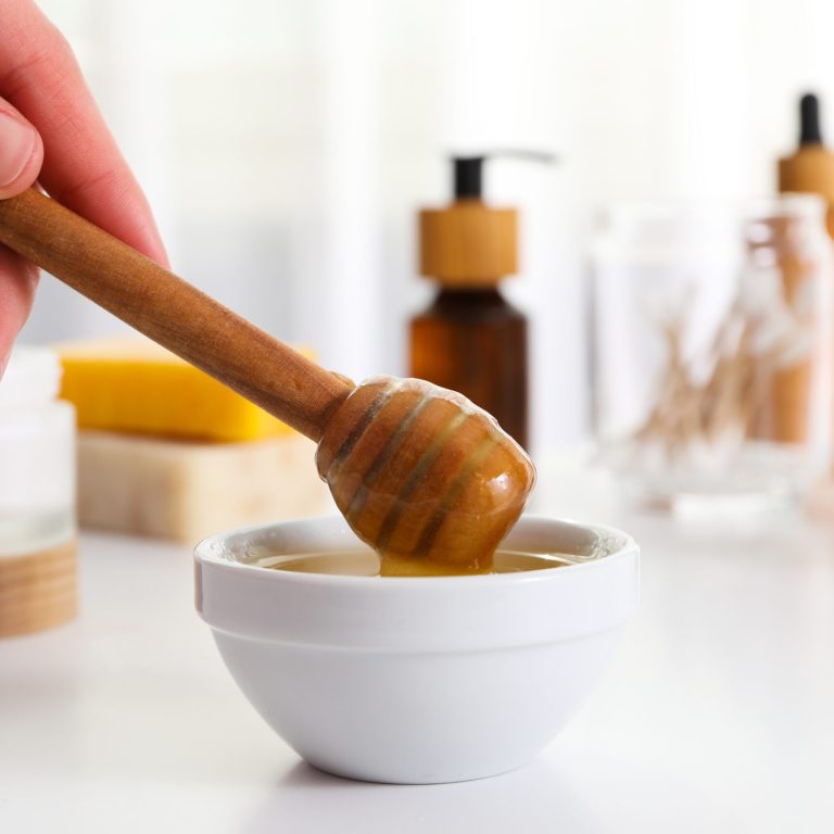 Concept of face and skin care supplies - Honey cosmetic